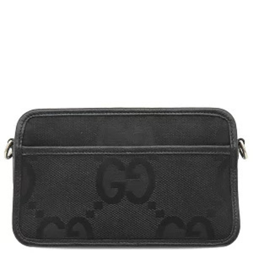 Gucci Jumbo GG Shoulder Bag Leather Canvas Black